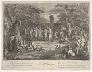Het Huwelijk: in een bos trouwt een oude sater de verloofde