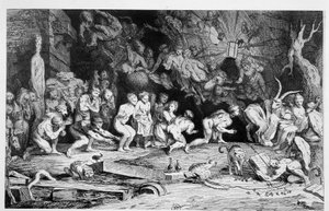 Hulde aan de duivel (Sabbatscène) - door Caylus naar C. Gillot