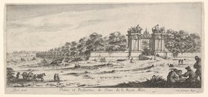 Uitzicht op de poort van de residentie van de Koningin Moeder, uit de serie Uitzichten en nieuwe..., ca. 1644 door Claude Goyrand