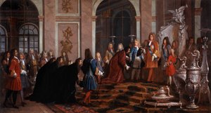 Herstel aan Koning Lodewijk XIV door de Doge van Genua 17e eeuw door Claude Guy Halle