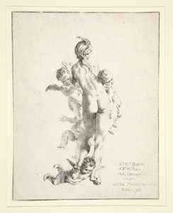 Zonder Titel (vrouwelijk naakt met putti) door Claude Henri Watelet
