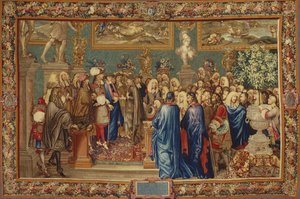 Een audiëntie verleend door Lodewijk XIV aan de Graaf van Fuentes... in het Louvre, 24 maart 1662, ca. 1730