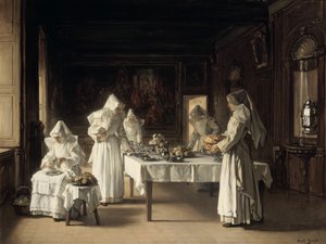 Diner in het Hospice van Beaune, Frankrijk door Claude Joseph Bail