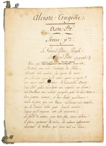 Manuscript van "Alceste" door Claude Joseph Dorat