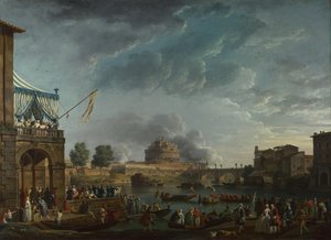 Een sportwedstrijd op de Tiber in Rome