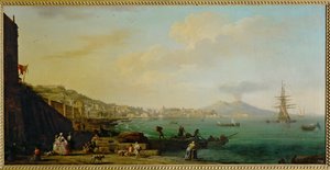 Uitzicht op Napels en de Vesuvius ... door Claude Joseph Vernet