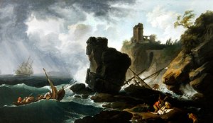 Klassiek Italiaans kustlandschap door Claude Joseph Vernet