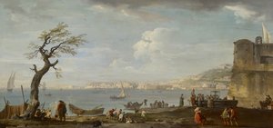 Napels, een uitzicht op de baai vanuit het noorden, c.1742 door Claude Joseph Vernet