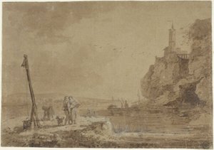 Kleine Haven Onder Kliffen door Claude Joseph Vernet