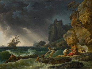 Stormachtige zee met schipbreuk, 1780