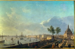 De haven van Bordeaux met de vestingwerken door Claude Joseph Vernet