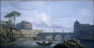 Uitzicht op de brug en het kasteel van St. Angelo, Rome, c.1748