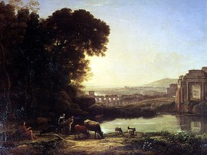 Vee en Geiten drinken bij een ruïne door Claude Lorrain