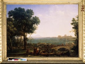 Slag op de brug (detail) door Claude  Lorrain