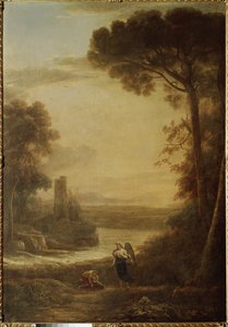 Landschap met Tobie en Aartsengel Rafaël door Claude Lorrain