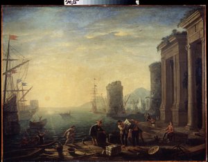 Ochtend in de haven door Claude  Lorrain