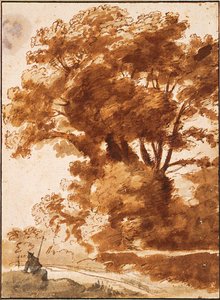 Groep Bomen en Rustende Herder, 1630s door Claude Lorrain