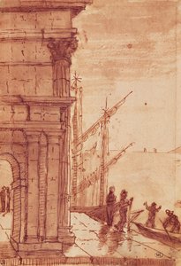 Aanlegsteiger bij zonsopgang door Claude Lorrain