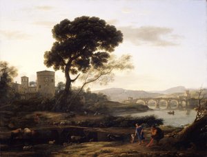 Landschap bij Rome met uitzicht op de Ponte Molle