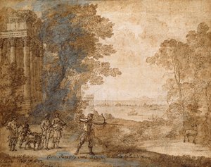 Landschap met Ascanius die het hert van Sylvia schiet