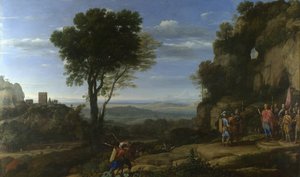 Landschap met David in de grot van Adullam, 1658 door Claude Lorrain