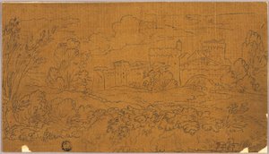 Landschap met ommuurde stad door Claude Lorrain