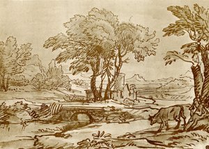 Landschap met brug door Claude Lorrain