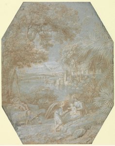 Landschap met de rust tijdens de vlucht naar Egypte, 1645 door Claude Lorrain