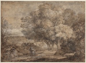 Landschap met Narcissus en Echo door Claude Lorrain