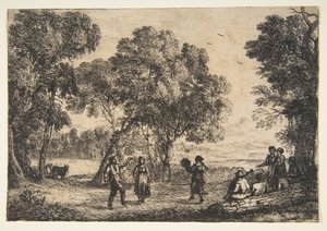 De Dorpsdans Kleine Plaat, ca. 1637 door Claude Lorrain