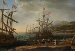 De Trojaanse vrouwen steken hun vloot in brand, ca. 1643 door Claude Lorrain