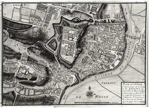 Atlas 131 F fol.8 Kaart van Saintes, hoofdstad van Saintonge, uit Recueil des Plans de Saintonge, 1716 door Claude Masse