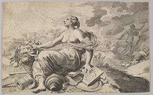 Allegorie van Frankrijk met de wapens van Richelieu Allegorie sur la Paix door Claude Mellan