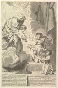 Anna van Oostenrijk met de jonge Lodewijk XIV en Monsieur voor de Maagd en het Kind Anne dAutr...