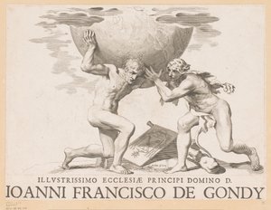 Atlas geeft de hemelbol aan Hercules door Claude Mellan