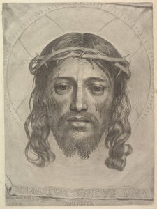 Gezicht van Christus op het doek van Sint Veronica door Claude Mellan