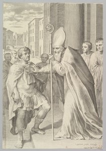 St. Ambrosius, aartsbisschop van Milaan, keert keizer Theodosius terug door Claude Mellan