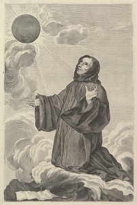 St. Benedictus in Extase door Claude Mellan