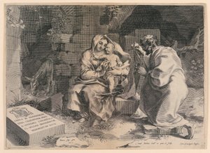 De Heilige Familie door Claude Mellan