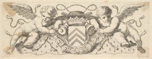 Twee cherubijnen met de wapens van kardinaal Richelieu, voor 1642