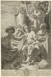 Allegorie van intellect, geheugen en wil door Claude Mellan after Simon Vouet
