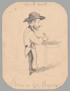 Karikatuur van een man met een kleine hoed door Claude Monet