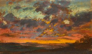 Zonsondergang, c. 1868 door Claude Monet