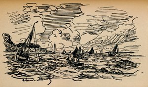 Monding van de Seine bij Honfleur, ca. 1865 door Claude Monet