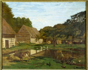 Boerenerf in Normandië (in het Pays de Caux) door Claude Monet