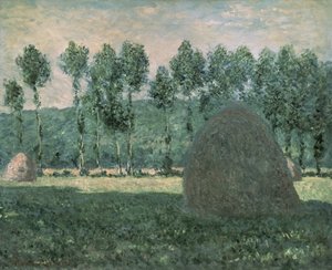 Hooibergen bij Giverny, c.1884-89 door Claude Monet