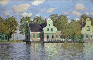 Huizen aan de oever van de rivier de Zaan door Claude Monet
