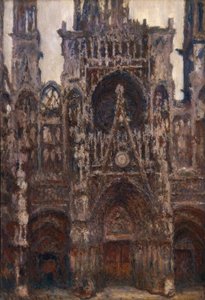 De kathedraal van Rouen, het portaal frontaal gezien, bruine harmonie door Claude Monet
