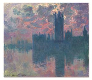 Le Parlement, soleil couchant (Het Parlement, bij zonsondergang) door Claude Monet