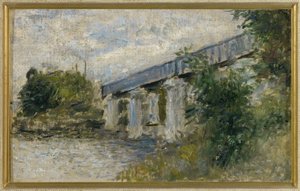 De spoorbrug, Argenteuil door Claude Monet